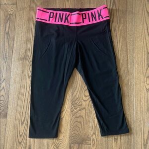 PINK Victoria's Secret Black and Pink Athletic Leggings